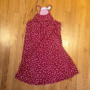 French Grey Red Floral Dress